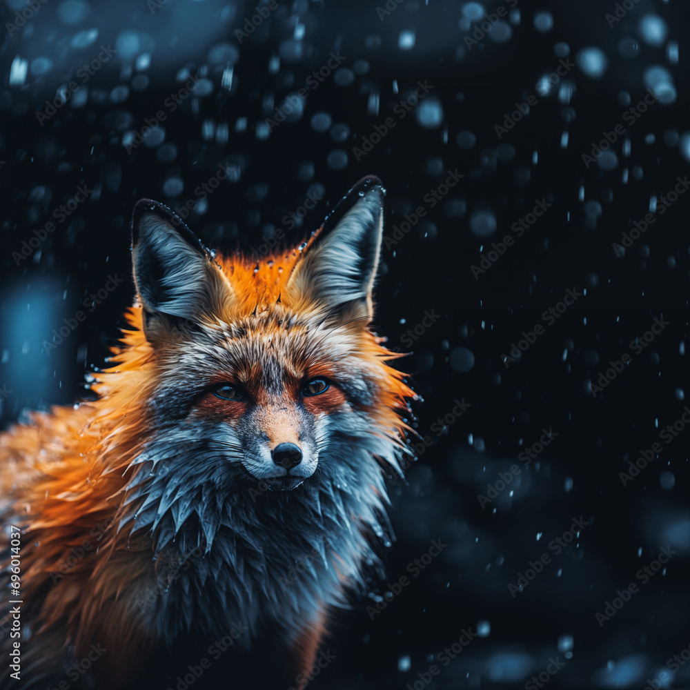 Russian fox in winter at night Russian fox in winter at night