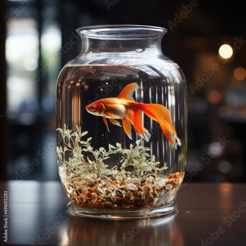 Best Photo of Realistic Fish in High Quality Glass Bowl Generative AI