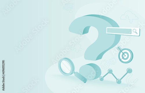 Big question mark symbol. Represent questions, answers, surveys, investigates, evaluations, data analysis and problem solving. Flat vector design illustration with copy space. © NTPY