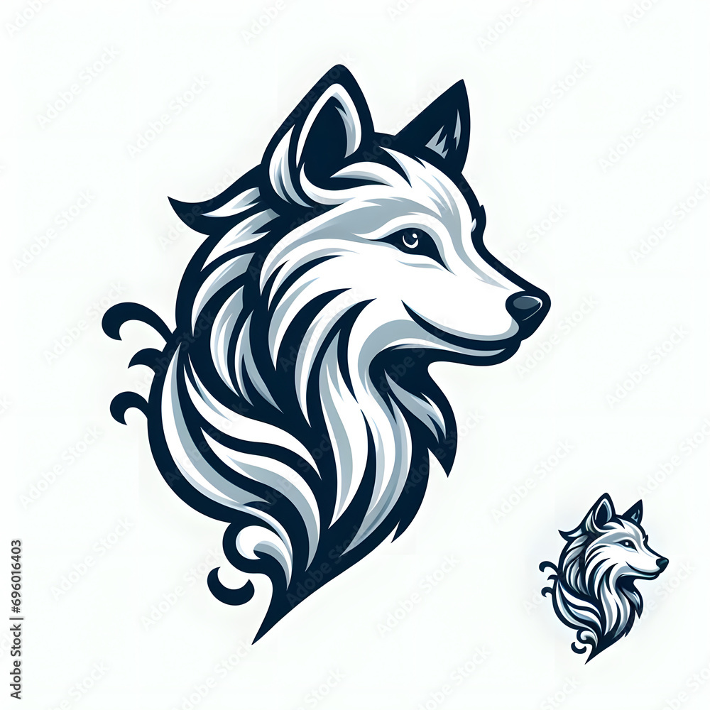 Naklejka premium A Sophisticated and Elegant Wolf: The Logo that Combines High-Quality Craftsmanship and Modern Aesthetic
