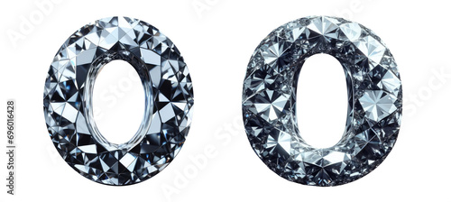 diamond alphabet - letter O - 3D isolated transparent background PNG - cristal letter O from the alphabet - Glass O letter photo