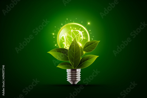 Green Eco Energy Concept Icon - Plant Inside the Light Bulb