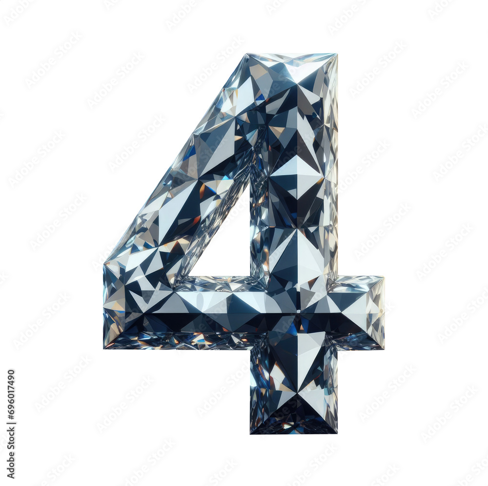 diamond number number 4 3D isolated transparent background PNG diamond number number 4 3D isolated transparent background PNG