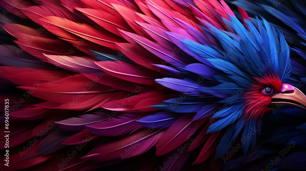 Feathered elegance in blue. An abstract composition featuring a blue feather, showcasing the intricate details and vibrant colors of avian beauty Feathered elegance in blue. An abstract composition featuring a blue feather, showcasing the intricate details and vibrant colors of avian beauty