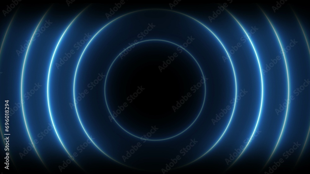 Abstract glowing neon light circle radio waves illustration background   - obrazy, fototapety, plakaty 