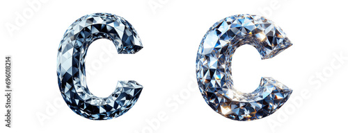 diamond alphabet - letter C - 3D isolated transparent background PNG - cristal letter C from the alphabet - Glass C letter