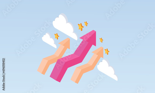 3D Business Arrow Target Direction.Concept to Success.3d handmade.3d goal for technology,online social media usage illustration.