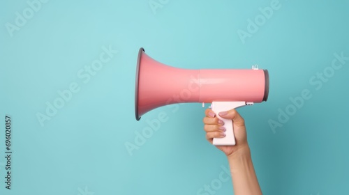 Business person using a megaphone to make an announcement.