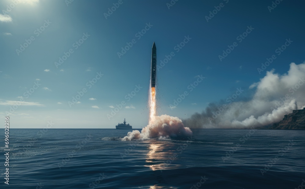 a cruise missile launches into the water