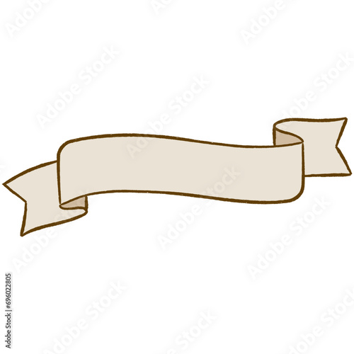 light brown retro hand draw ribbon banner