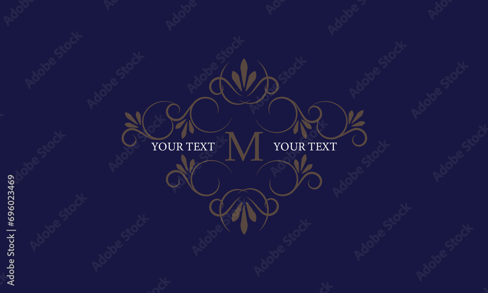 Elegant icon for boutique, restaurant, cafe, hotel, jewelry and fashion with the letter M in the center.