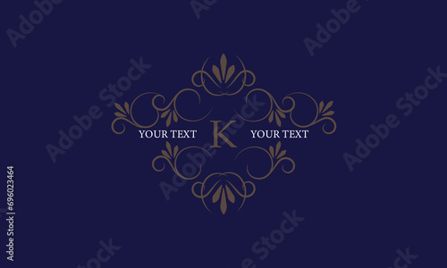 Elegant icon for boutique, restaurant, cafe, hotel, jewelry and fashion with the letter K in the center.