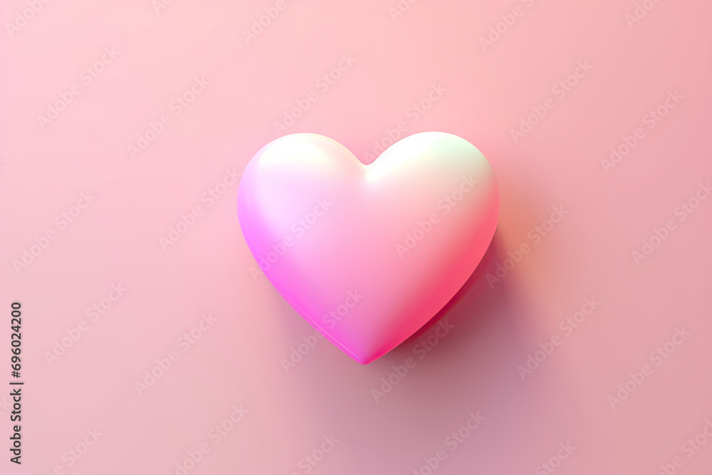 Valentine's day Pink heart on pastel gradient background