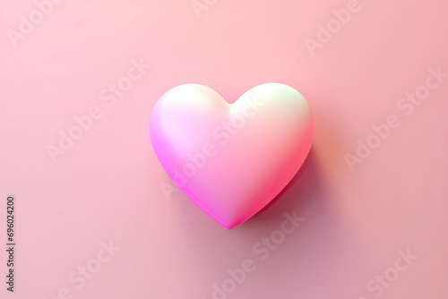 Valentine's day Pink heart on pastel gradient background