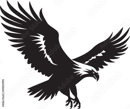 flying eagle vector black silhouette on white background