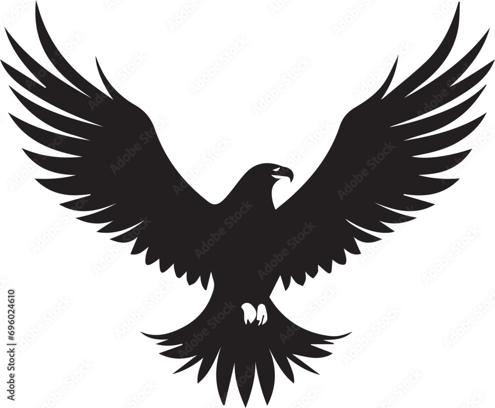 Fototapeta premium flying eagle vector black silhouette on white background