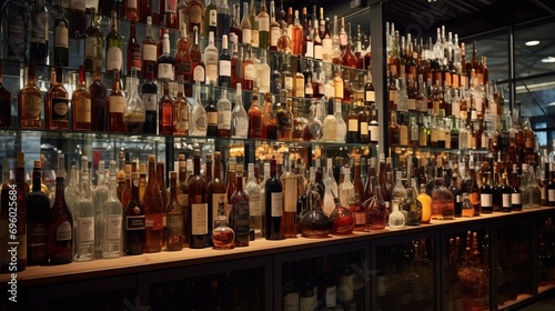 Bottles neatly displayed in a wine shop  a visual feast for enthusiasts at the expo