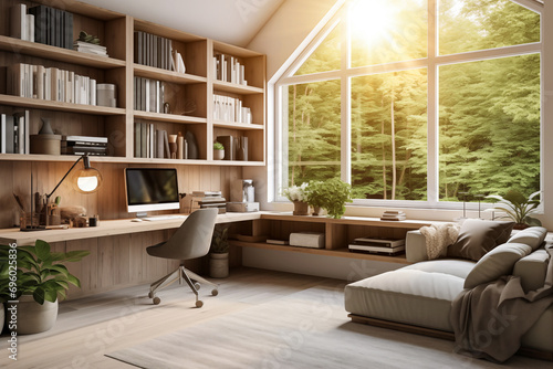 Comfortable remote home office designed for productive remote work at home