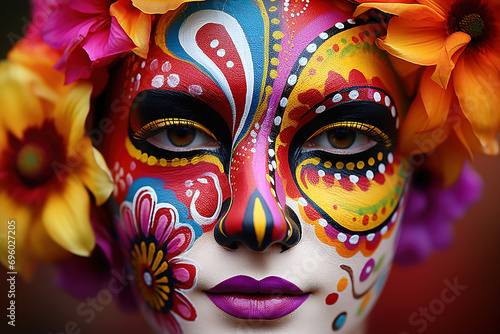 Close-up of an unrecognisable woman wearing a mask celebrating carnival. Bright Masks and Radiant Smiles. Carnival in All Its Splendour © Jsanz_photo