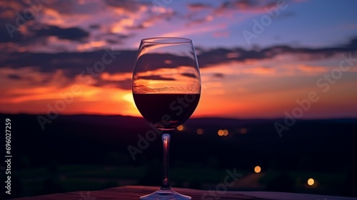 Wine glass silhouette against a twilight sky, capturing the magic of Virginia's wine culture
