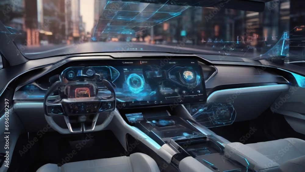 interior of a car Technology on a new car dashboard. Generative AI
