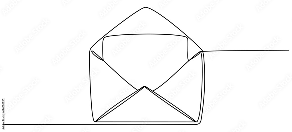 Envelope with continuous line drawing. Open email linear symbol. Vector ...