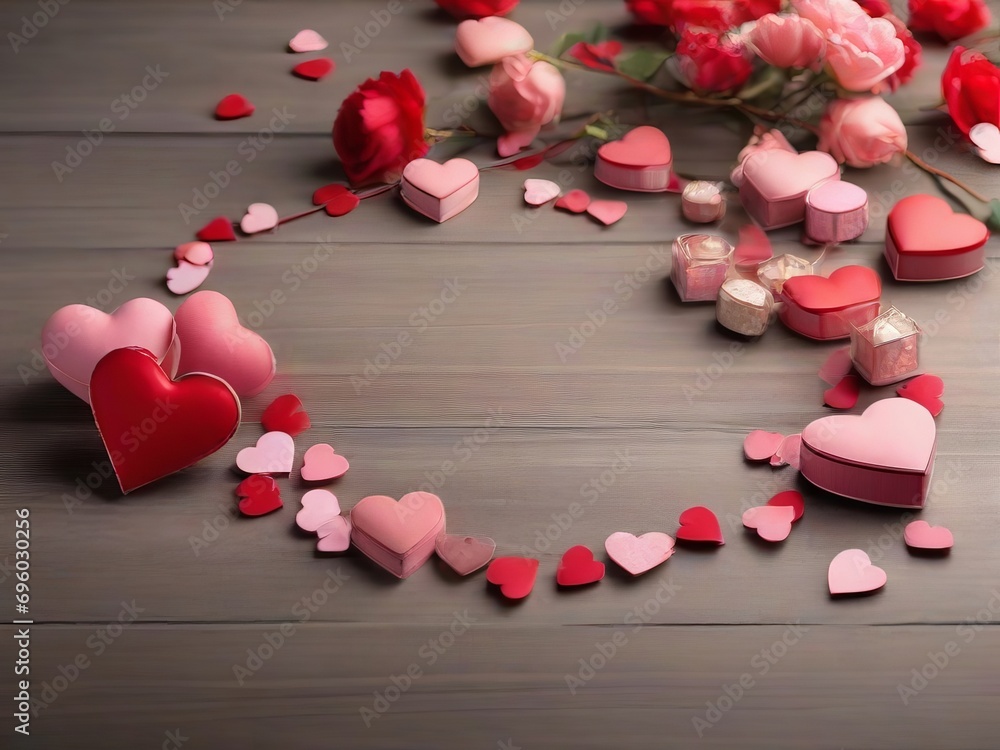 Valentine’s Day hearts with copy space
