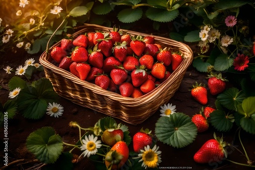 The strawberries glisten with dew, making them look even more tempting