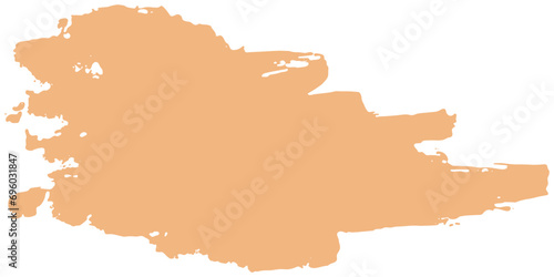 Plain hand-drawn blot of light orange sand color. Irregular shapeless vector banner for text isolated on transparent background. Rough vintage design element