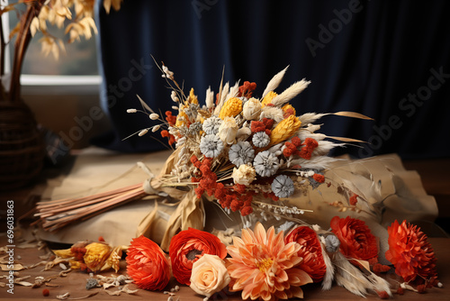 An image of bouquet of dried flowersi n photographic quality photo