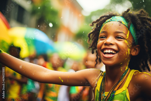 Young Brazilian boy celebrating the carvival. Party of Colours: Capturing the Essence of Carnival