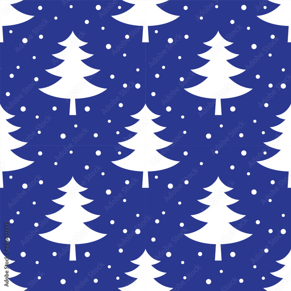 Christmas and new year tree seamless pattern. Vector illustration.