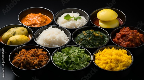 A diverse spread of Indian cuisine, showcasing a variety of flavorful dishes photo