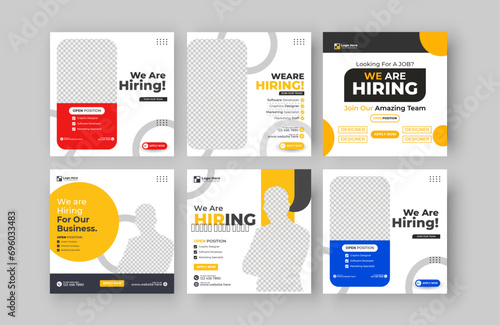We are Hiring for Job Vacancy Social Media Posts or Square Web Banner Template Design Bundle