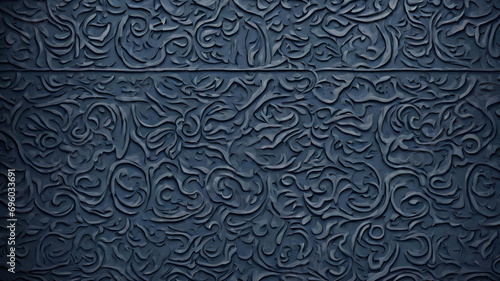 A dark blue wallpaper, Abstract ornamental flowers background, Seamless Metal Floor Plate With Diamond Pattern.Black metal background or black steel surface. SEAMLESS PATTERN photo