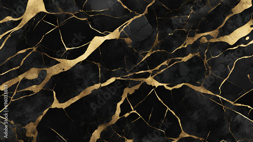 Black and gold marble surface black marble natural stone with golden cracks in between  Black and gold marble texture seamless pattern