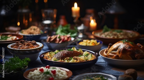 For the new year s holiday  uzbekistan has traditional oriental cuisine and a uzbek family table with a variety of dishes.