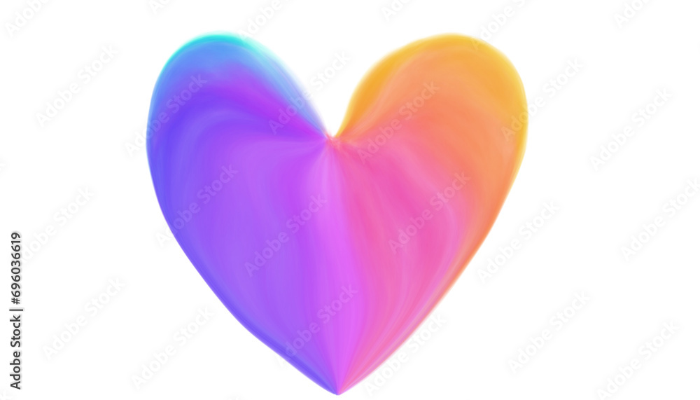 Rainbow watercolor isolated heart in pastel colors.
