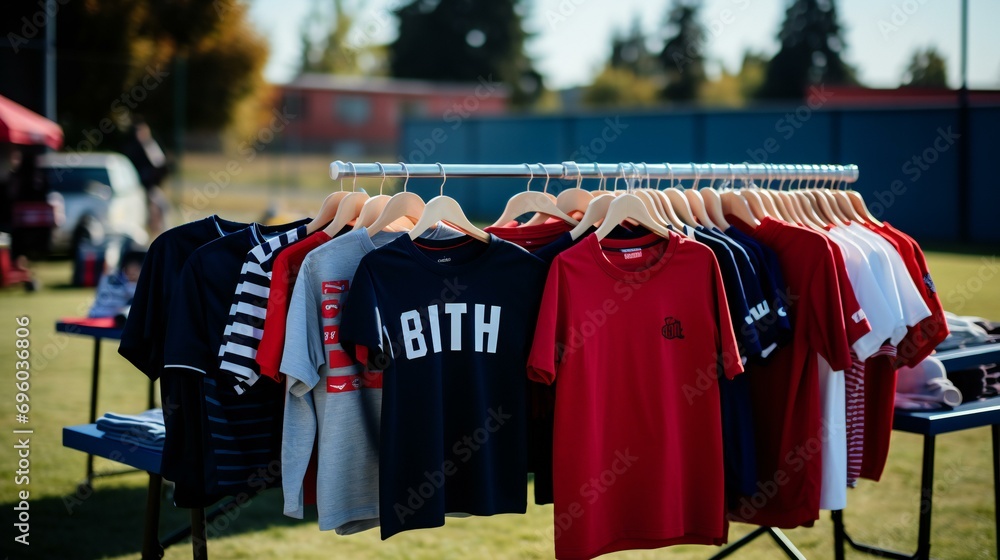 A collection of colorful clothes on hangers, representing a fashion market or retail setting A collection of colorful clothes on hangers, representing a fashion market or retail setting