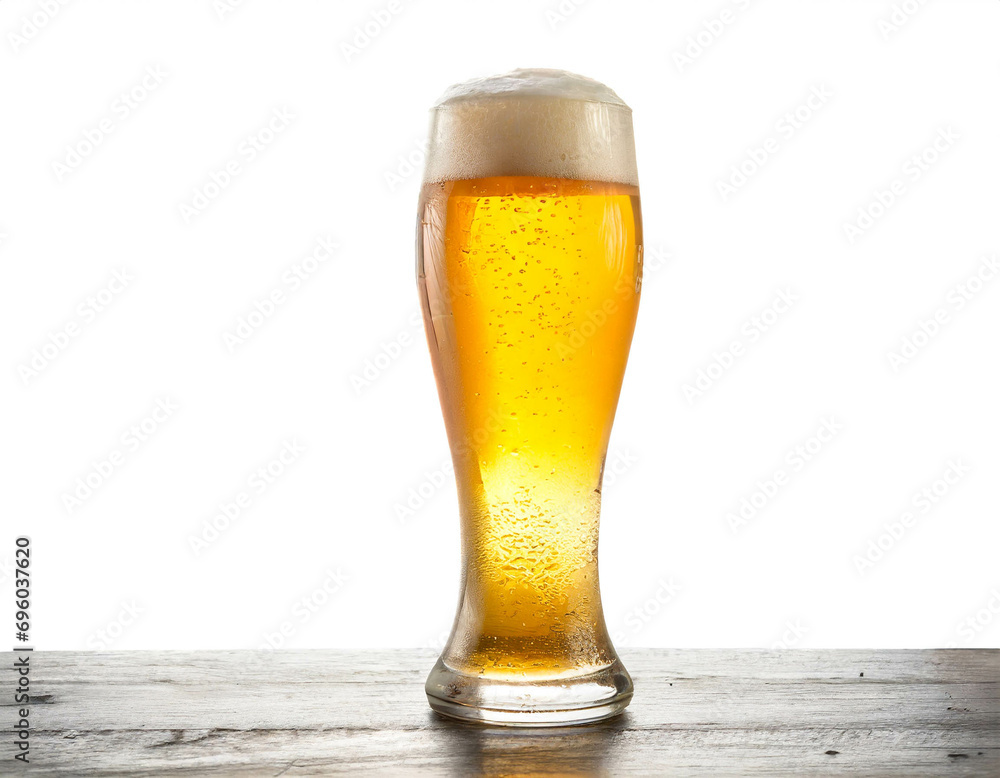 Bier im Glas isoliert auf weißem Hintergrund, Freisteller 