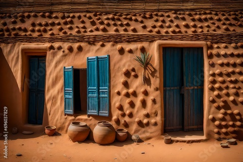 traditional house,  agadez, niger, west africa. photo