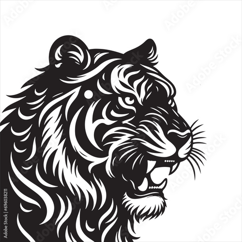 Wallpaper Mural Tiger Silhouette: Striking Wild Beast in Bold Black Lines for Graphic Impact - Minimallest tiger black vector Silhouette
 Torontodigital.ca