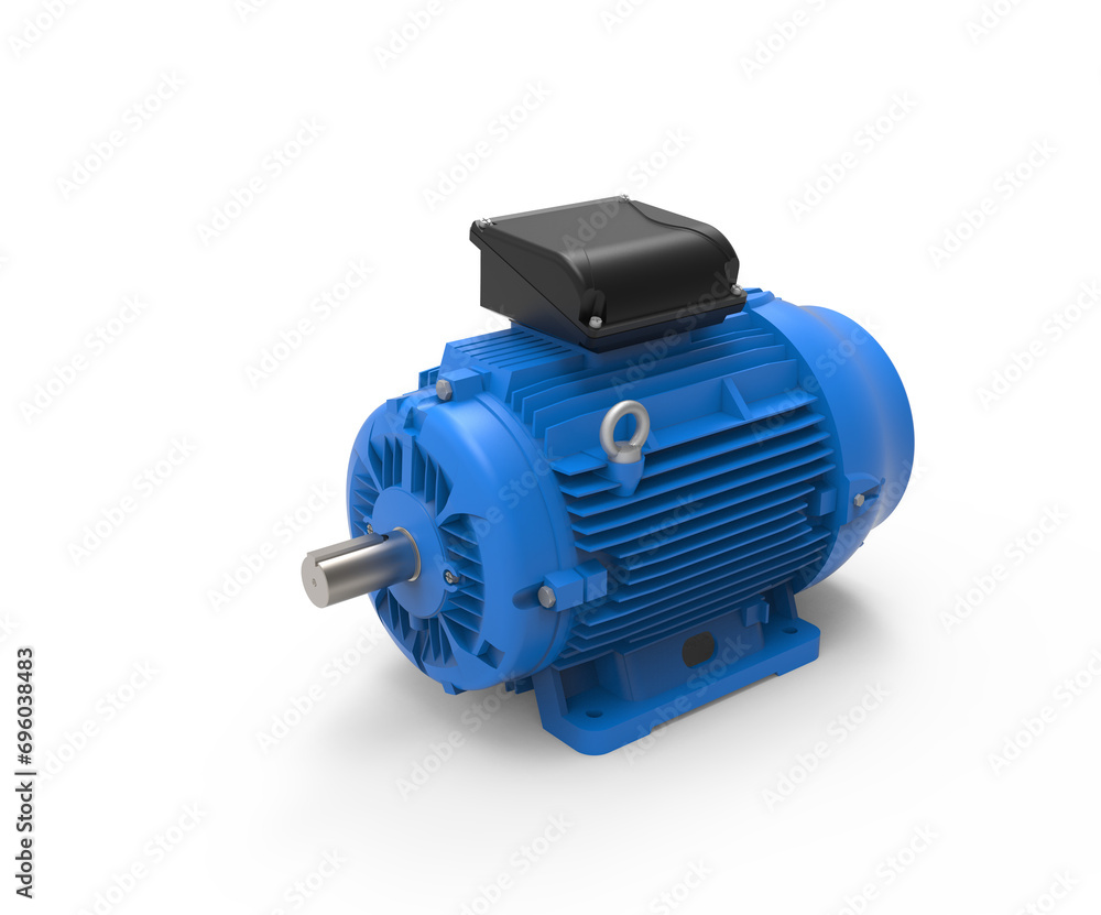 Industrial electric motor on transparent background