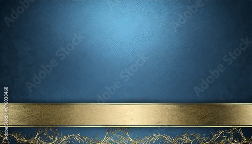 blue background with vintage texture soft center lighting and elegant gold ribbon or stripe on bottom border with copyspace for your own label title or text photo