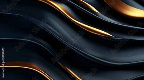 An abstract background with a silky and smooth wave pattern in gold and black, creating a sense of luxury and modernity