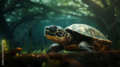  turtle wide eyes swimming underwater © VSzili