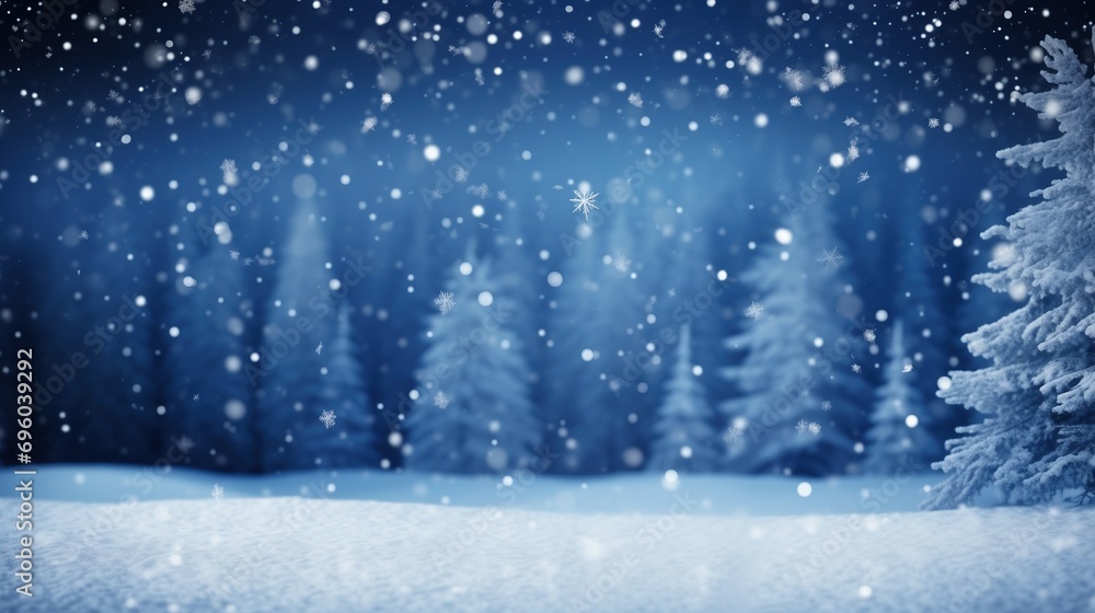 Chilled Atmosphere, Falling Snow and Snowflakes, Winter Wonderland Background, Generative AI