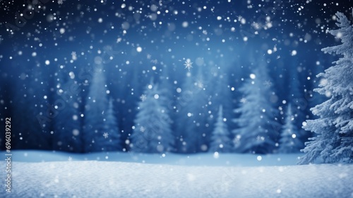 Chilled Atmosphere, Falling Snow and Snowflakes, Winter Wonderland Background, Generative AI © BPawesome