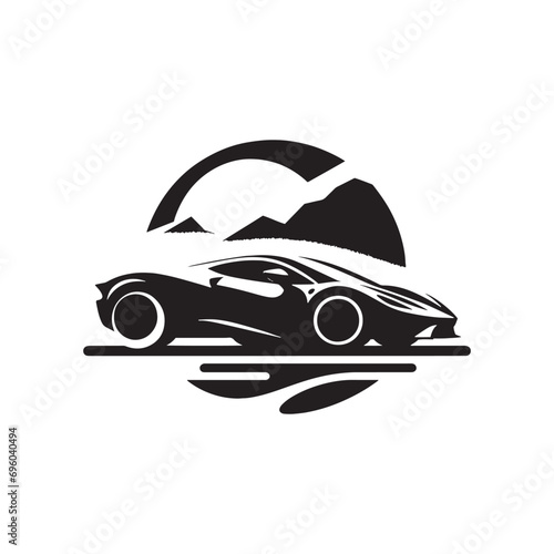 Car Silhouette: Vintage Vehicular Vibes - Classic Car Silhouettes Evoking a Sense of Nostalgia - Minimallest black vector vehicle Silhouette 