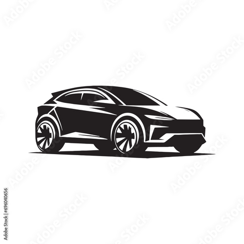 Car Silhouette: Electric Dreams - Futuristic and Modern Vehicle Outlines for Innovative Designs - Minimallest black vector vehicle Silhouette 